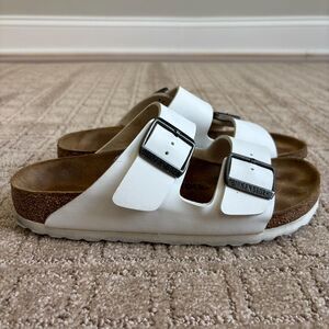 Birkenstock Arizona Sandals Women US 6 EU 37 White Slip On Casual Two Strap Boho